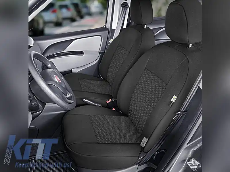 Tapițerie Kegel serie Tailor Made potrivită pentru scaunele din față ale Fiat Doblo 2015-2019, neagră