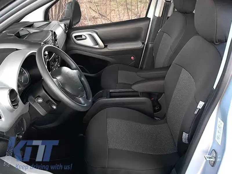 Tapițerie Kegel serie Tailor Made set pentru scaunele din față și din spate potrivit pentru Citroen Berlingo Multispace, Peugeot Partner 2008-2018, negru