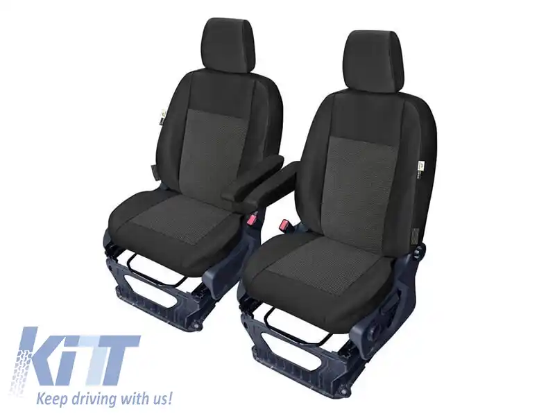 Tapițerie Kegel Tailor Made potrivită pentru două scaune individuale pe Ford Tourneo Custom 2012-2023, negre cu model