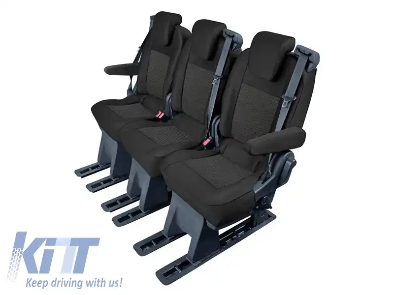 Tapițerie Kegel Tailor Made potrivită pentru rândul doi sau trei de scaune pentru Ford Tourneo Custom 2012-2023, neagră