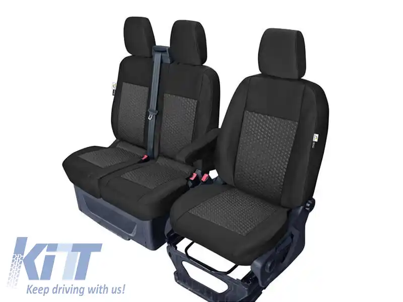 Tapițerie Kegel Tailor Made potrivită pentru scaunele simple + duble pe Ford Transit după 2014, negre cu model