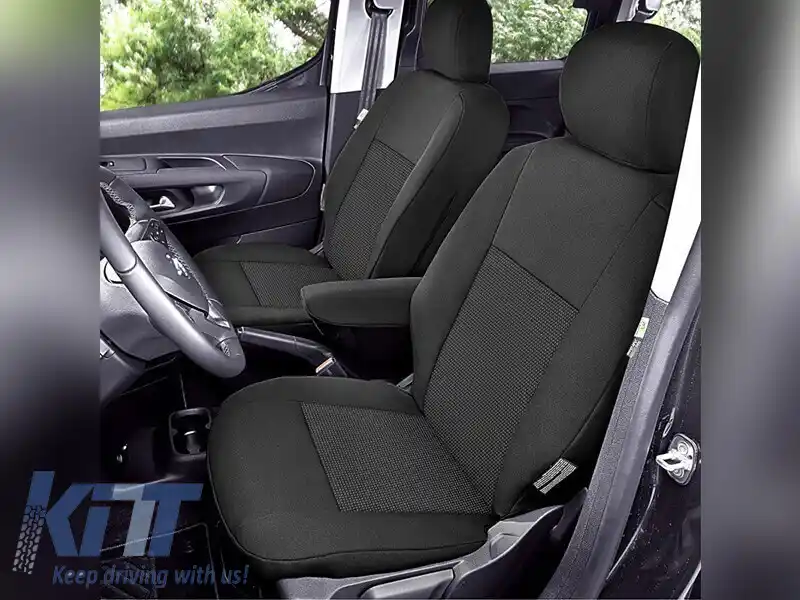 Tapițerie Kegel Tailor Made potrivită pentru două scaune individuale pe Peugeot Rifter, Partner, Citroen Berlingo, Opel Combo E, Toyota Proace City Van după 2019, negru cu model