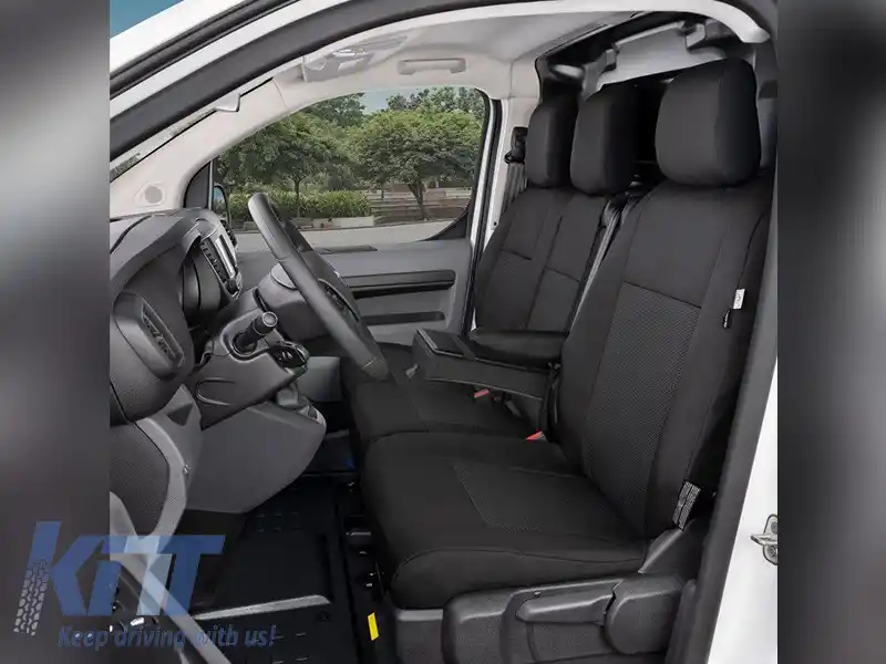 Tapițerie Kegel Tailor Made potrivită pentru scaunele din față 1+2 ale Peugeot Expert, Traveller, Citroen Jumpy, Spacetourer, Toyota Proace, Proace Verso după 2016, Opel Vivaro, Zafira Life după 2019,