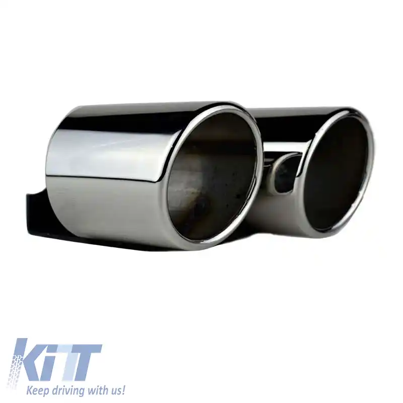 Tevi de evacuare duble potrivite pentru Audi A4 B8 08-15 S4 Look 2 buc.-image-6295640