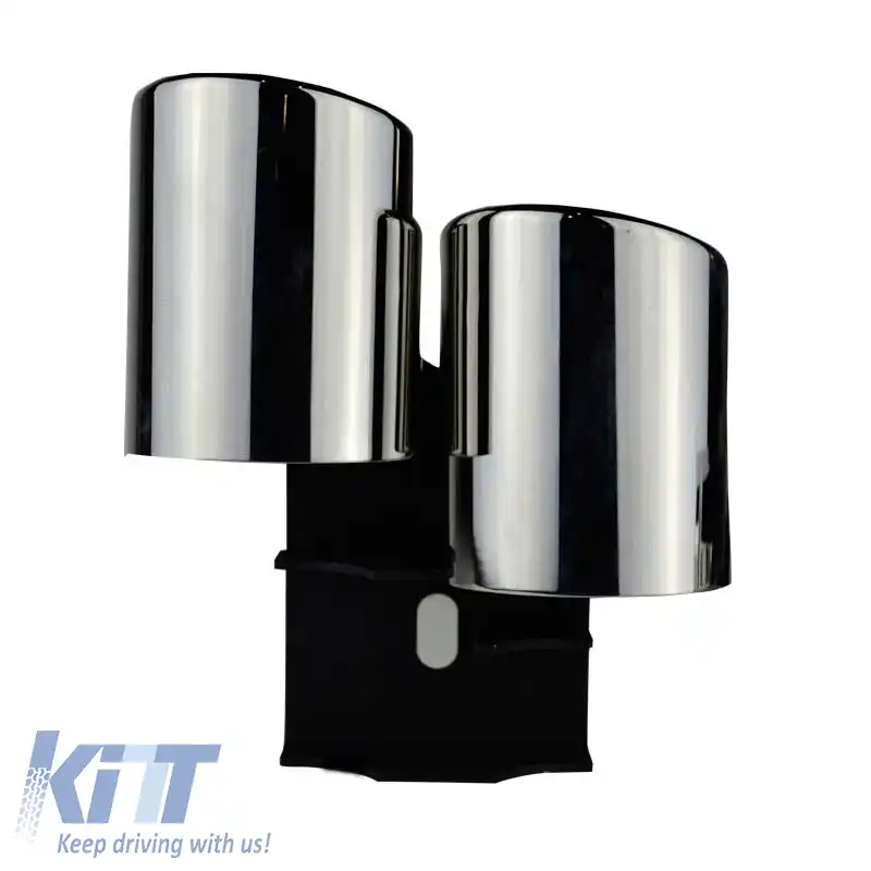 Tevi de evacuare duble potrivite pentru Audi A4 B8 08-15 S4 Look 2 buc.-image-6295642