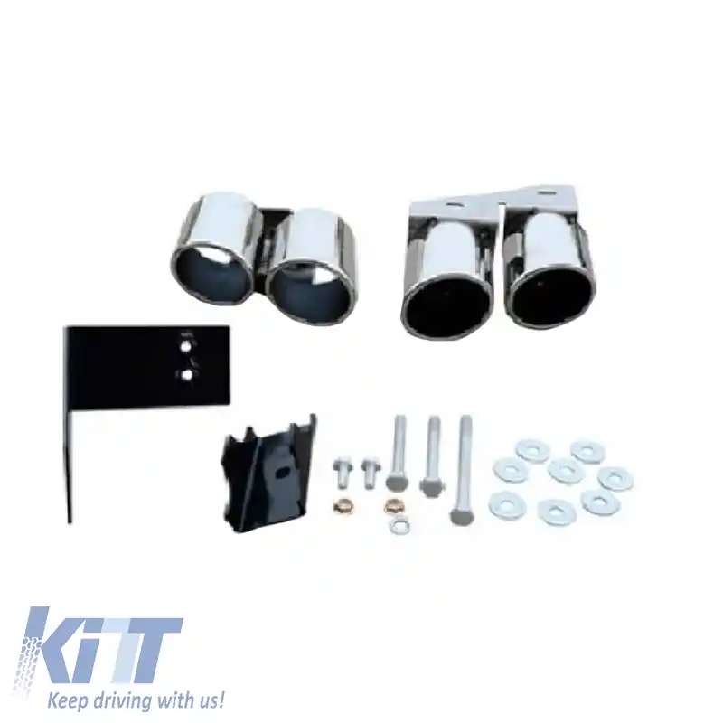 Tevi de evacuare duble potrivite pentru Audi A4 B8 08-15 S4 Look 2 buc.-image-6295645