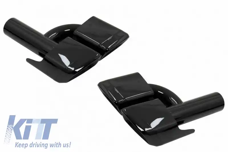 Tevi de evacuare duble potrivite pentru Mercedes-Benz W211, W212, W204, W209, W221, W164, W166 A Design 63 Look Black Edition 2 Pcs-image-6315222