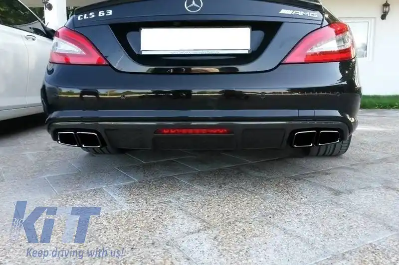Tevi de evacuare duble potrivite pentru Mercedes-Benz W211, W212, W204, W209, W221, W164, W166 A Design 63 Look Black Edition 2 Pcs-image-6315227