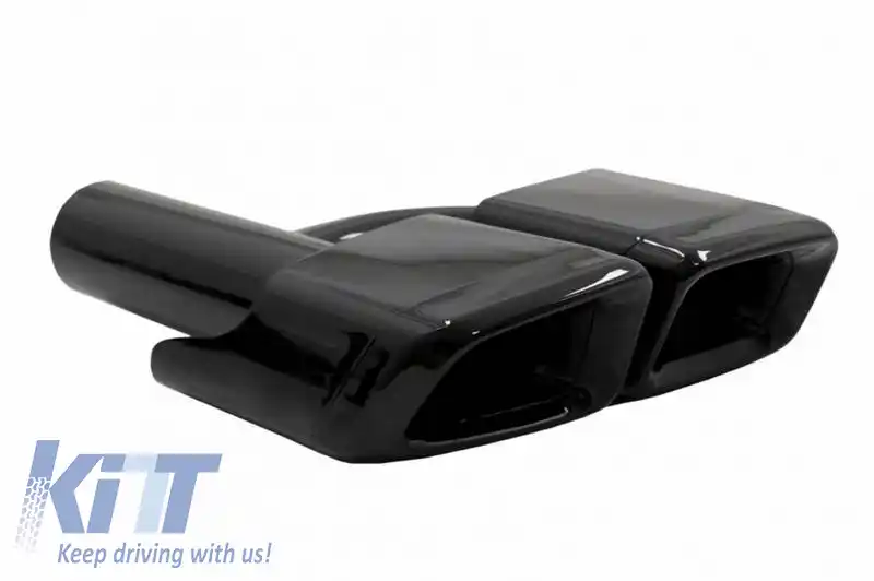 Tevi de evacuare duble potrivite pentru Mercedes-Benz W211, W212, W204, W209, W221, W164, W166 A Design 63 Look Black Edition 2 Pcs-image-6316281