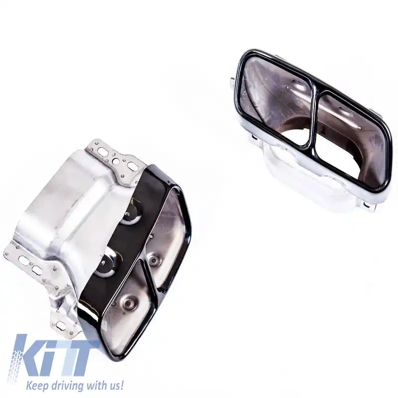 Tevi de evacuare potrivite pentru Mercedes-Benz A-Class W176 12-18 A Design A45 / CLA W117 13-18 Negru (2 Duble)-image-6315790