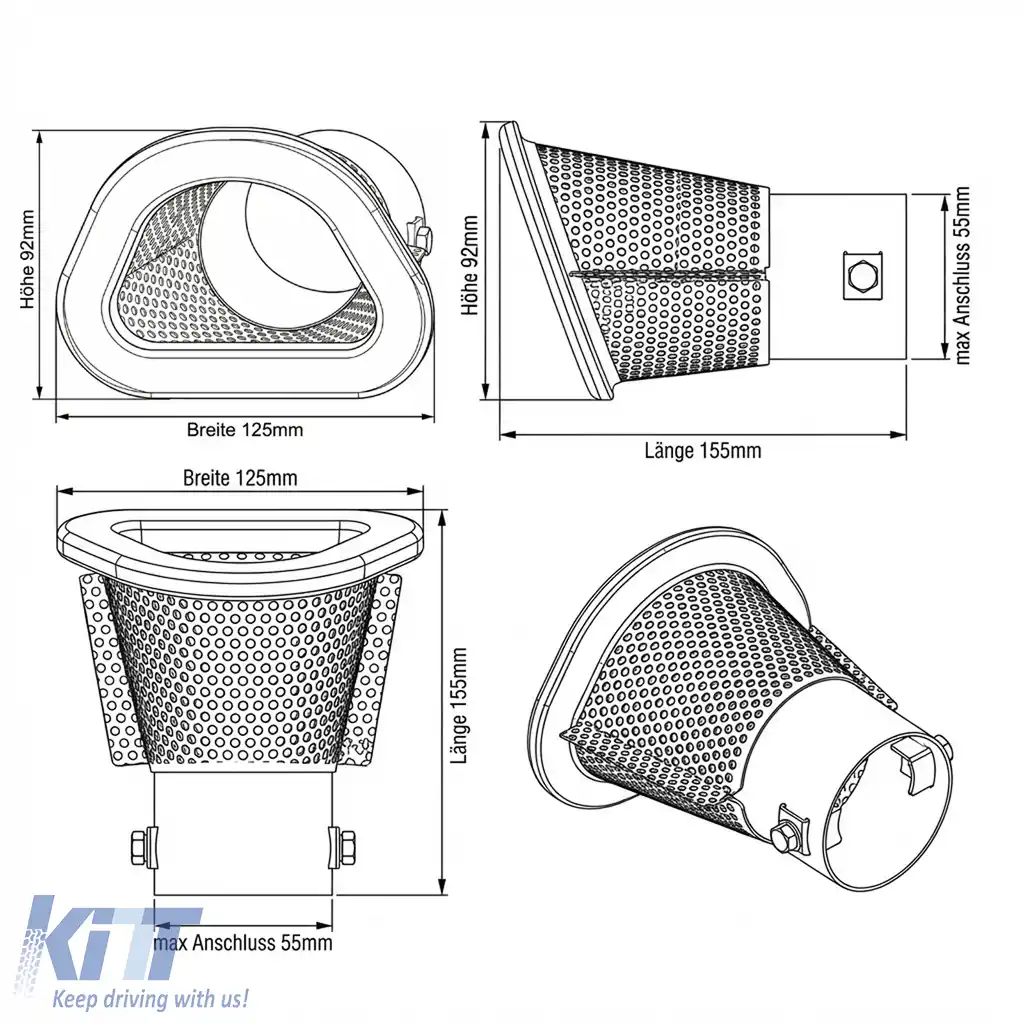 Tip de evacuare din oțel inoxidabil pentru performanță, universal, 92mm x 125mm-image-6201152