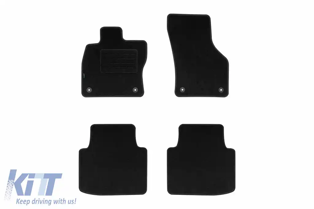 Tălpi de covor cu două straturi, potrivite pentru Skoda Superb III sedan, estate după 2015, Superb IV după 2019, set de 4 bucăți, negru