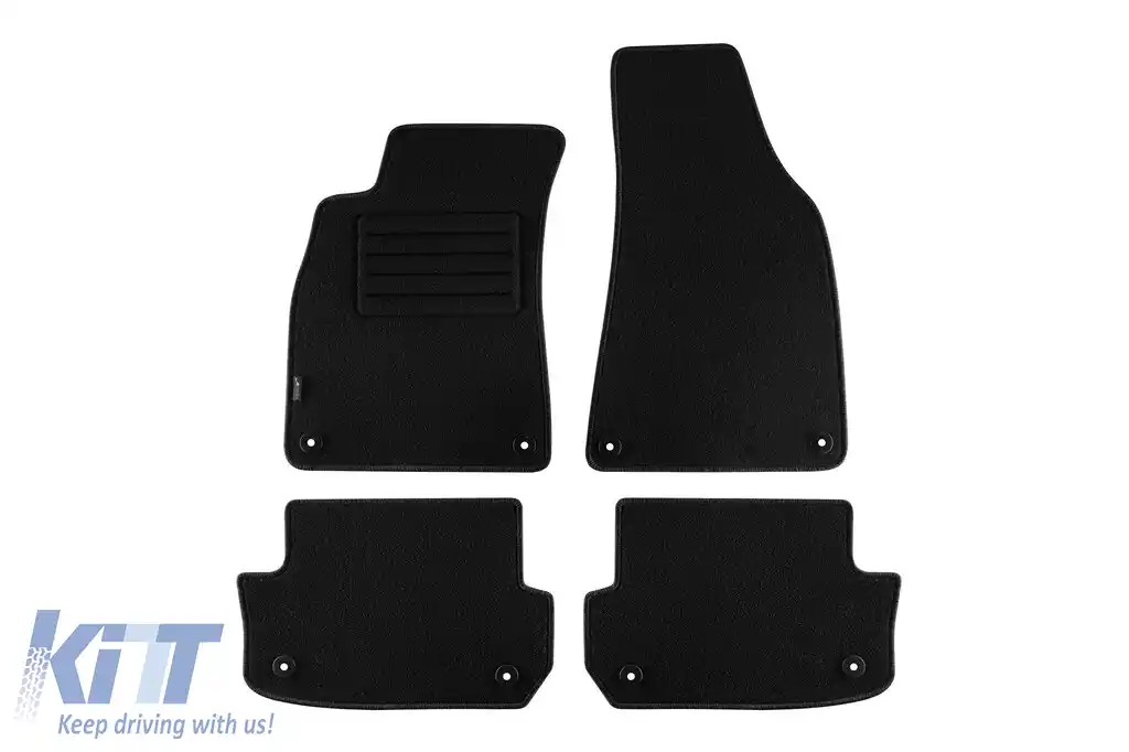 Tălpi de covor cu două straturi, potrivite pentru Audi A4 cabriolet 2002-2006, din țesătură Rex, set de 4 piese, negru