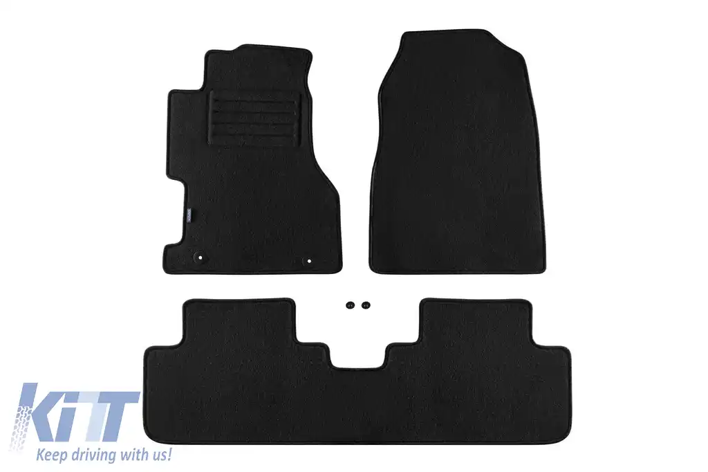 Tălpi de mochetă cu două straturi de la Petex, țesătură Rex potrivită pentru Honda Civic 2001-2007, 3 uși, set de 3 piese, negru