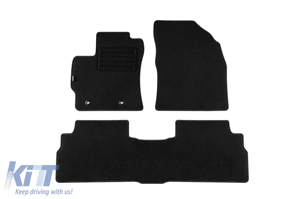 Tălpi de mochetă cu două straturi de la Petex, țesătură Rex potrivită pentru Toyota Verso 2013-2018, 5 locuri, set de 3 piese, negru