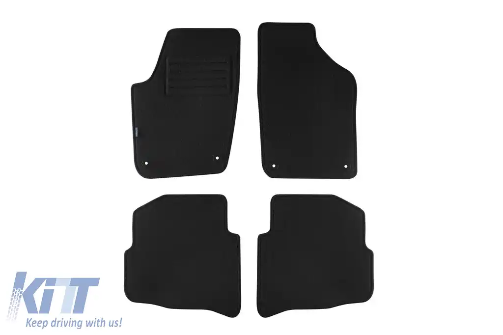 Tălpi de mochetă cu două straturi, potrivite pentru Seat Ibiza, Cordoba 2002-2008, din țesătură Rex de la Petex, set de 4 bucăți, negre