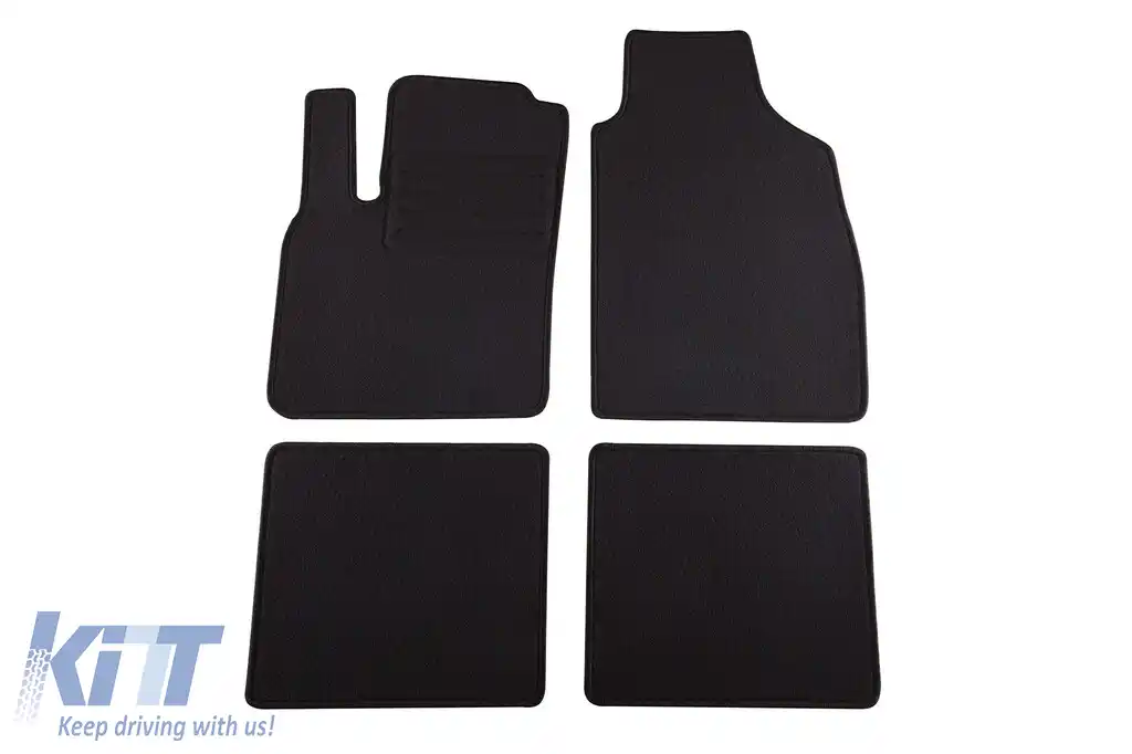 Tălpi de mochetă cu două straturi, potrivite pentru Fiat Panda 2003-2012, Panda Classic după 2012, din țesătură Rex, set de 4 bucăți, negru