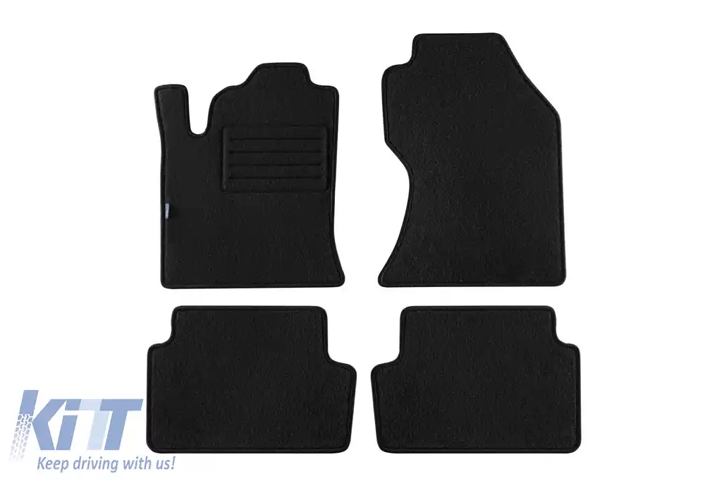 Tălpi de mochetă cu două straturi, potrivite pentru Ford Focus 2001-2004, din țesătură Rex, set de 4 bucăți, negre