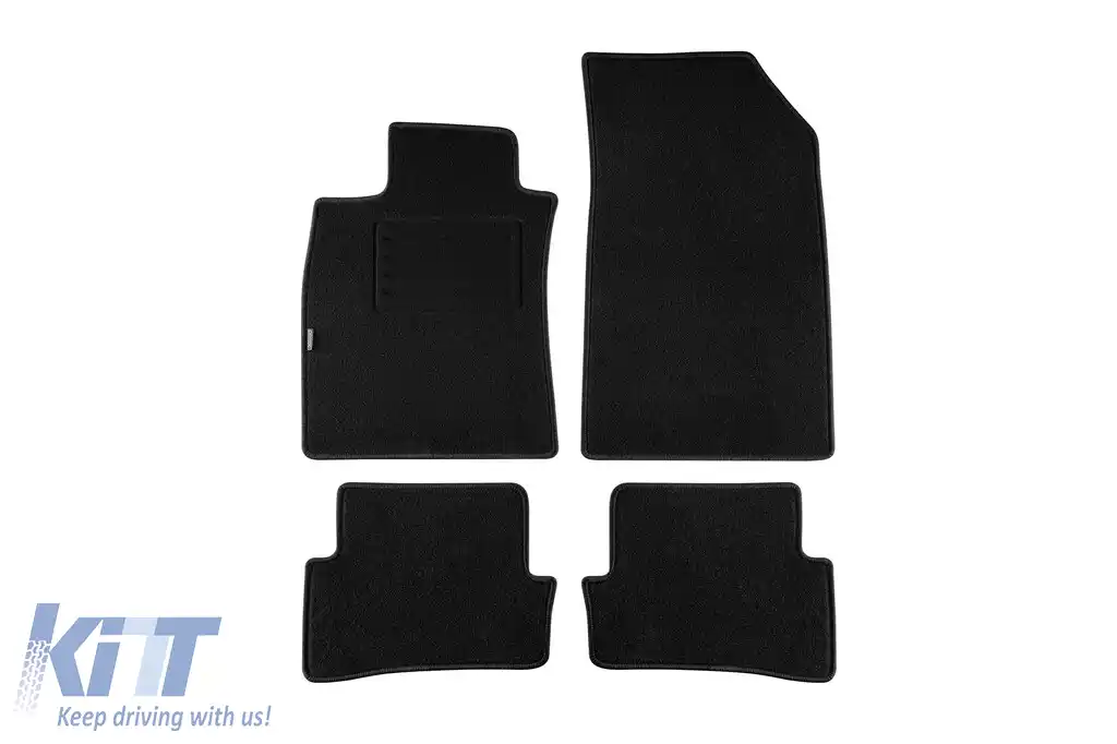 Tălpi de mochetă cu două straturi, potrivite pentru Renault Clio 2005-2012, din țesătură Rex, set de 4 bucăți, negre
