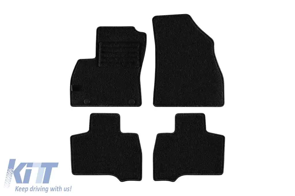 Tălpi de mochetă cu două straturi, potrivite pentru Fiat Fiorino Qubo după 2008, 5 locuri, set de 4 bucăți, negre