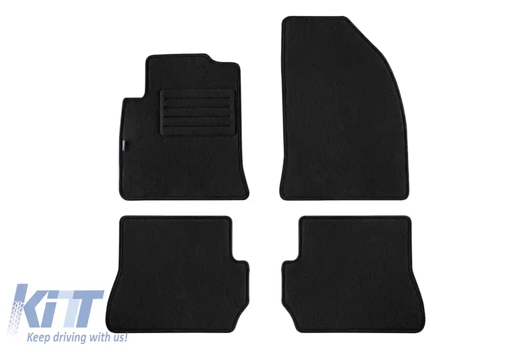 Tălpi de mochetă cu două straturi, potrivite pentru Ford Fiesta 2005-2008, Fusion 2005-2012, din țesătură Rex, set de 4 bucăți, negre
