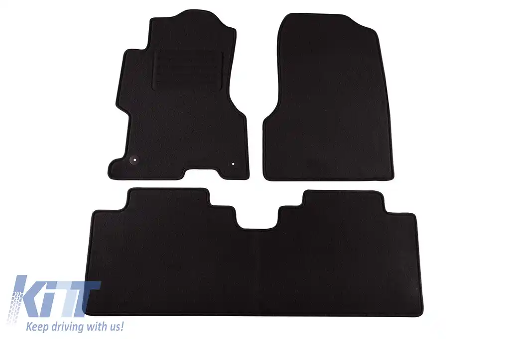 Tălpi de mochetă cu două straturi, potrivite pentru Honda Civic 2003-2005, 5 uși, set de 3 bucăți, negre