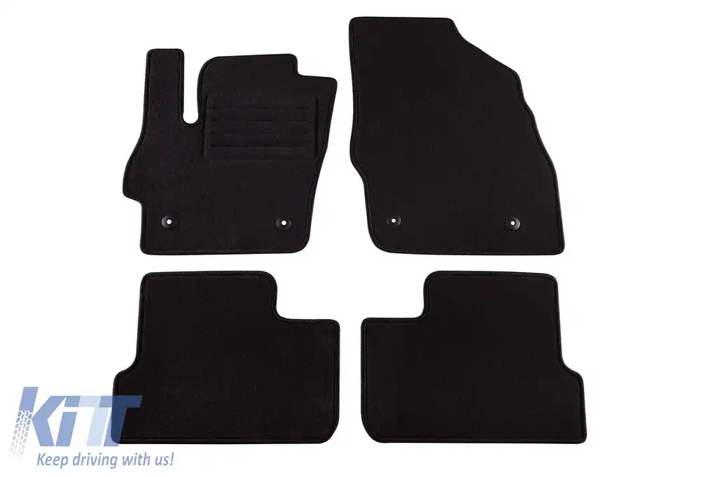 Tălpi de mochetă cu două straturi, potrivite pentru Mazda 3 2009-2013 de la Petex, țesătură Rex, set de 4 bucăți, negru