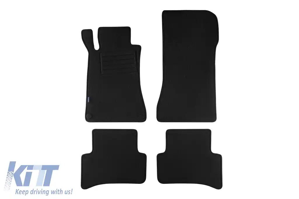 Tălpi de mochetă cu două straturi, potrivite pentru Mercedes C class W203 sedan, estate 2002-2007, set de 4 piese, negru