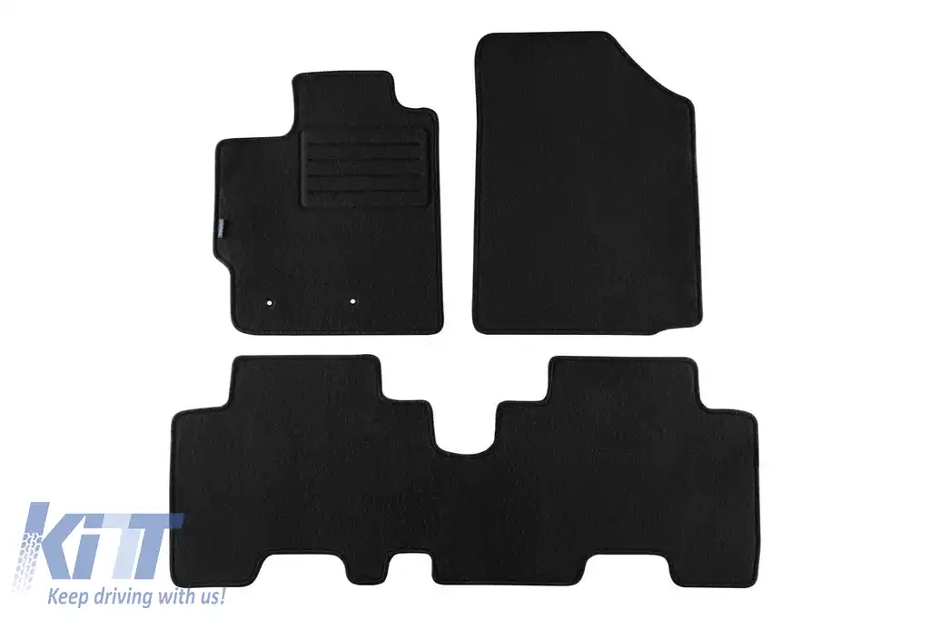 Tălpi de mochetă cu două straturi, potrivite pentru Toyota Yaris 2005-2011, Urban Cruiser 2009-2016, 3-5 uși, set de 3 piese, negre, din țesătură Rex de la Petex.