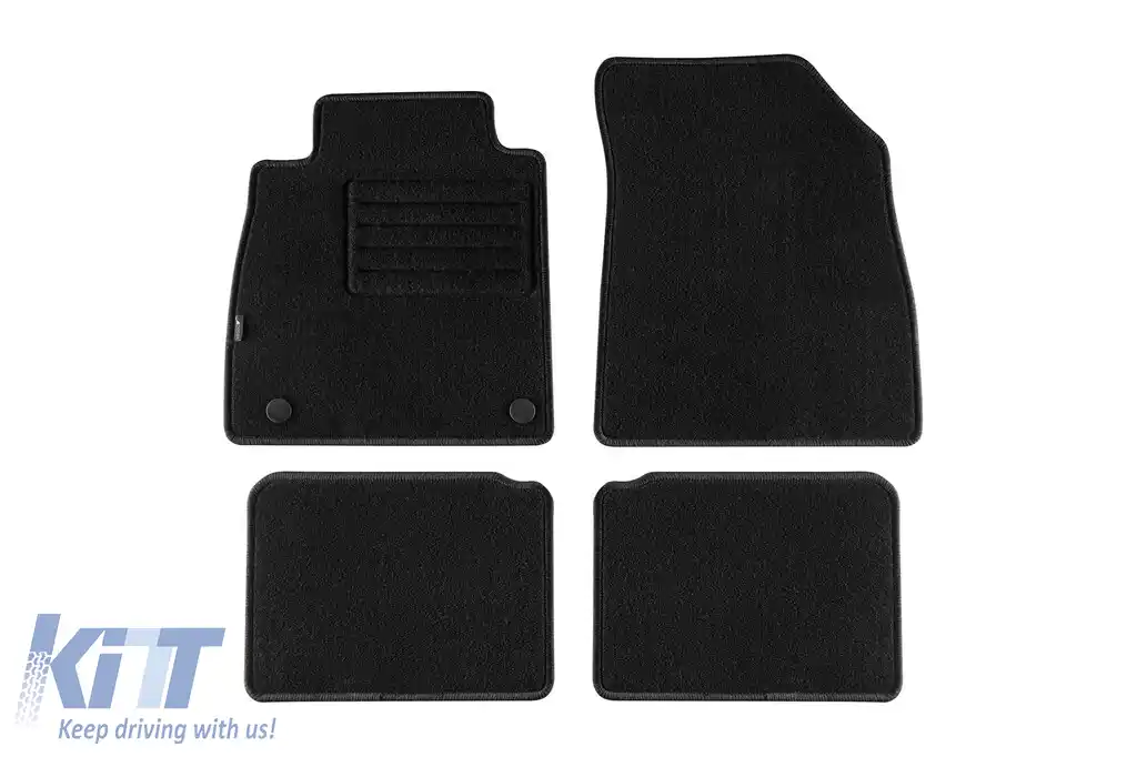Tălpi de mochetă cu două straturi, potrivite pentru Nissan Micra K14 după 2017, din țesătură Rex, set de 4 bucăți, negre