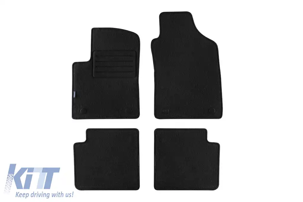 Tălpi de mochetă cu două straturi, potrivite pentru Fiat 500, 500C după 2013, din țesătură Rex, set de 4 bucăți, negre