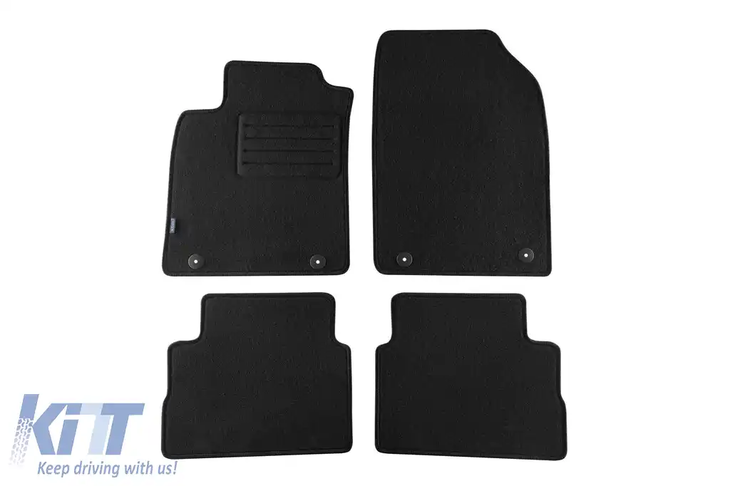 Tălpi de mochetă cu două straturi, potrivite pentru Opel Vectra C estate 2003-2009, țesătură Rex, set de 4 bucăți, negru