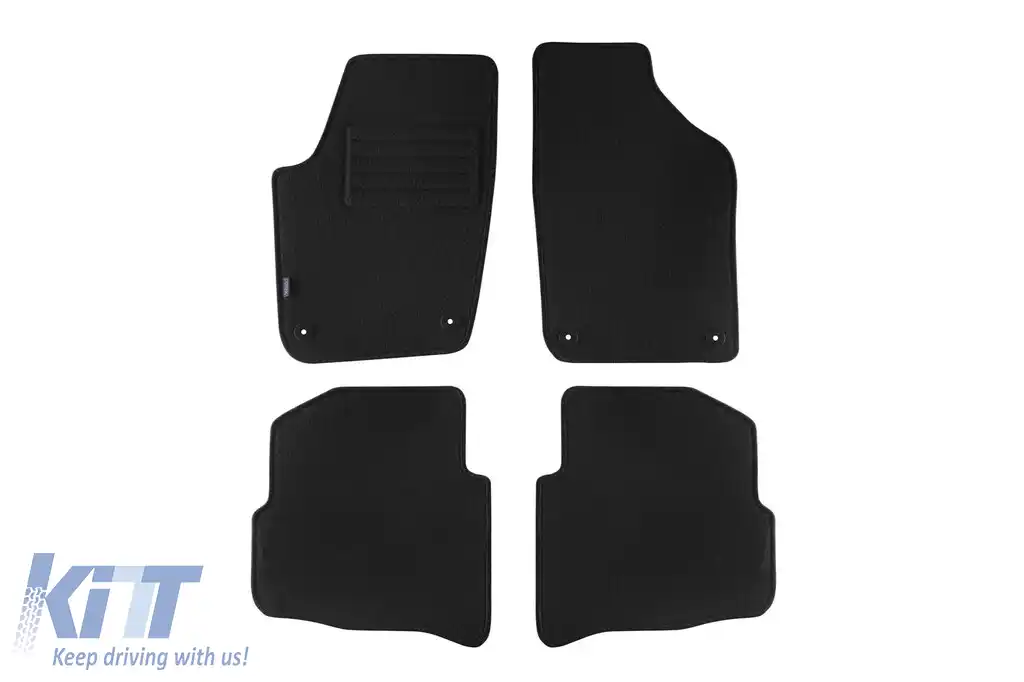 Tălpi de mochetă cu două straturi, potrivite pentru VW Polo 2001-2009 de la Petex, țesătură Rex, set de 4 bucăți, negru