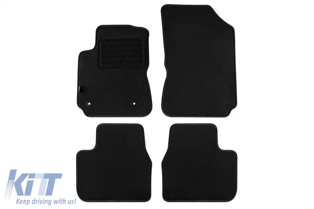 Tălpi de mochetă cu două straturi, potrivite pentru Citroen C4 Cactus după 2014, din material Rex, set de 4 bucăți, negru