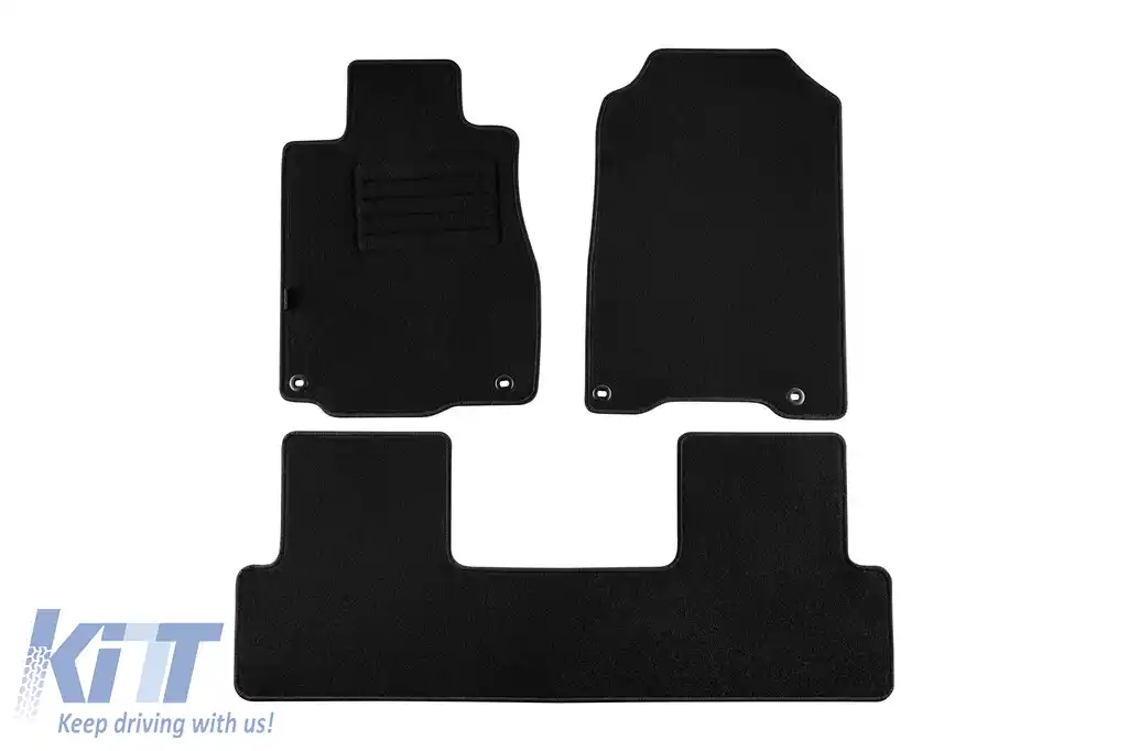 Tălpi de mochetă cu două straturi, potrivite pentru Honda CR-V 2012-2018, din țesătură Rex, set de 3 piese, negre