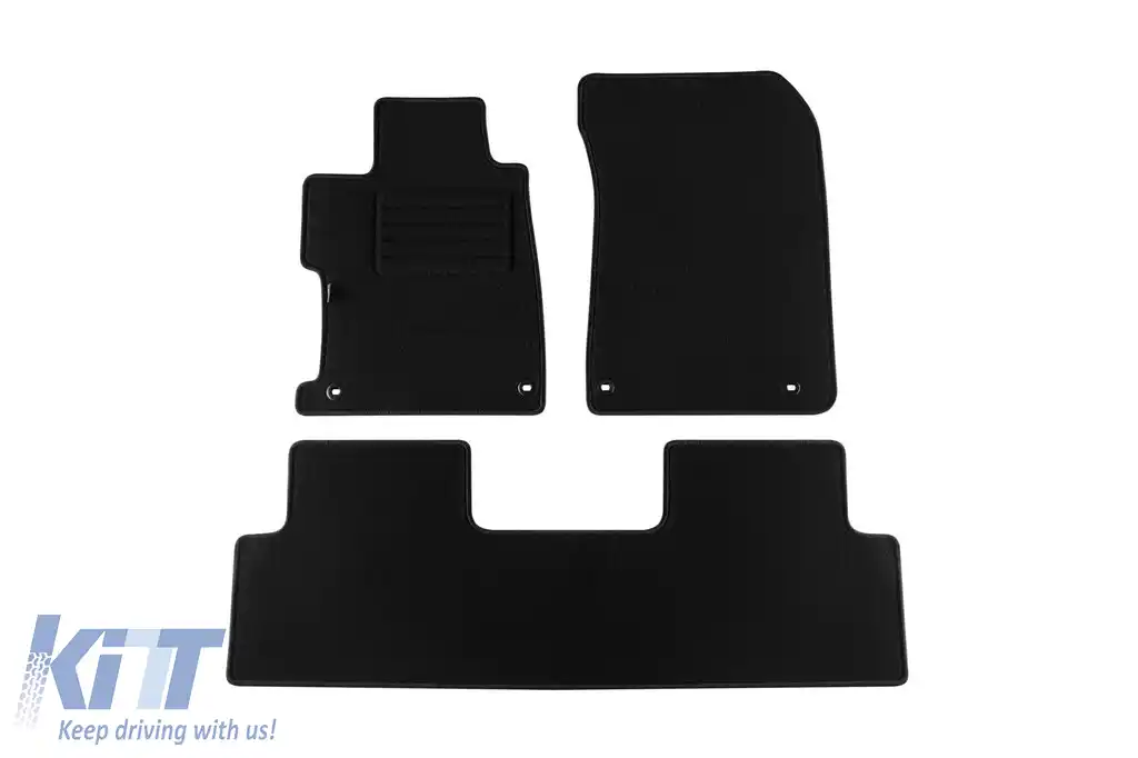 Tălpi de mochetă cu două straturi, potrivite pentru Honda Civic 2012-2017, 4 uși, set de 3 piese, negre, de la Petex, țesătură Rex.