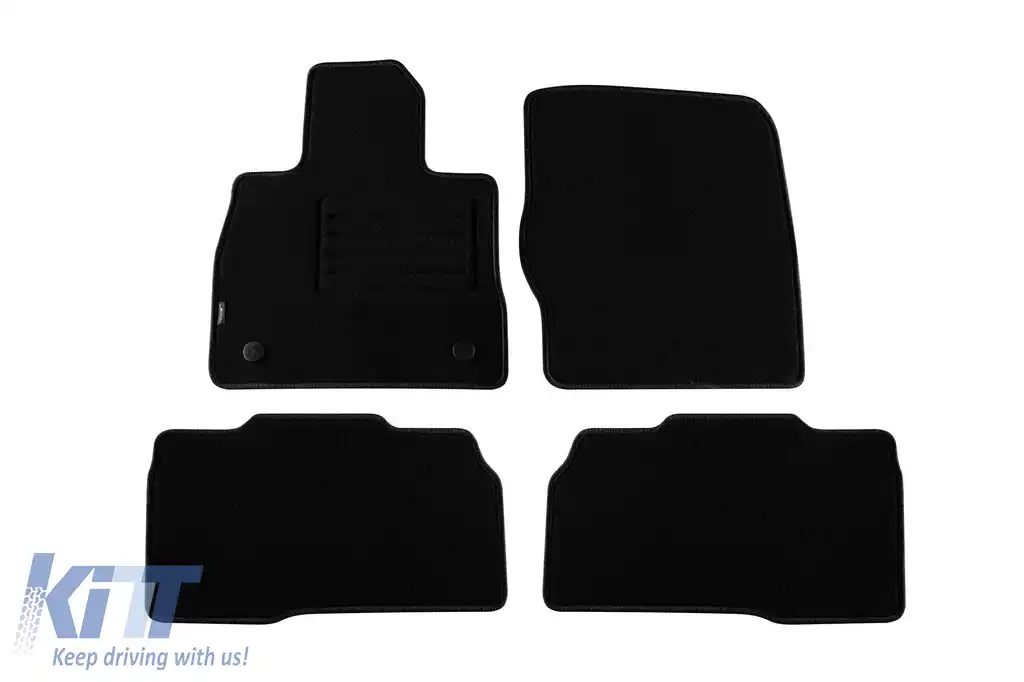 Tălpi de mochetă cu două straturi, potrivite pentru Ford Explorer Plug-In Hybrid după 2021, din țesătură Rex, set de 4 bucăți, negru