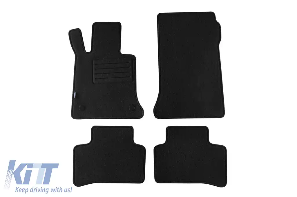 Tălpi de mochetă cu două straturi, potrivite pentru Mercedes GLK X204 2008-2012, din țesătură Rex, set de 4 bucăți, negru