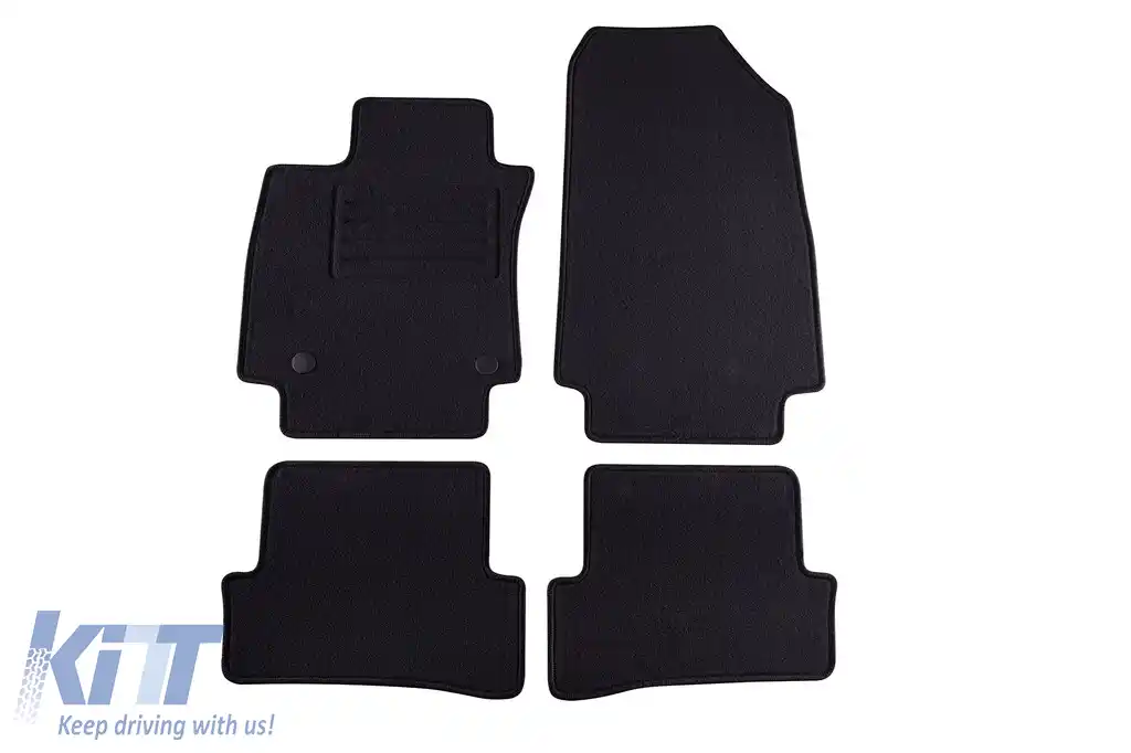 Tălpi de mochetă cu două straturi, potrivite pentru Renault Clio hatchback, estate 2012-2019, set de 4 bucăți, negru