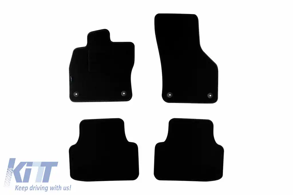 Tălpi de mochetă cu două straturi, potrivite pentru Skoda Octavia sedan, estate, hibrid după 2020, set de 4 bucăți, negru