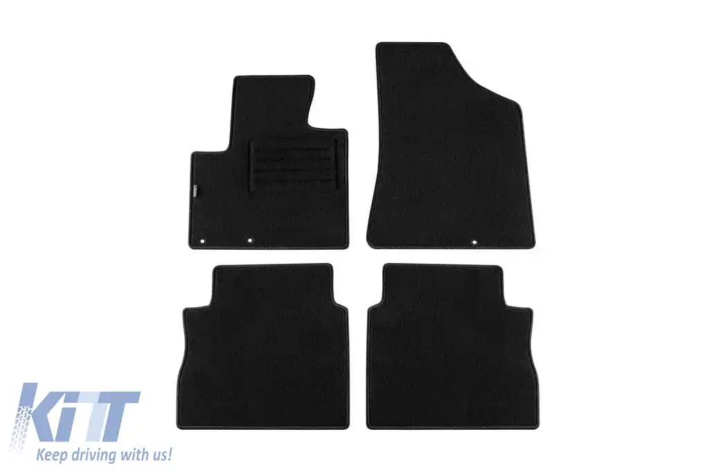 Tălpi de mochetă cu două straturi, potrivite pentru Hyundai Santa Fe 2010-2012, din material Rex, set de 4 bucăți, negre