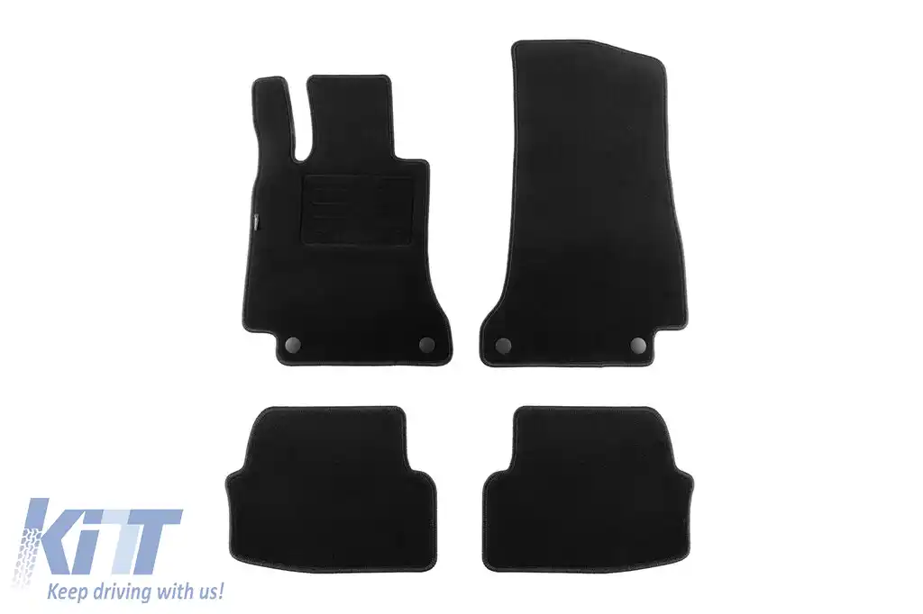 Tălpi de mochetă cu două straturi, potrivite pentru Mercedes C class C205 coupe după 2015, din țesătură Rex, set de 4 bucăți, negre
