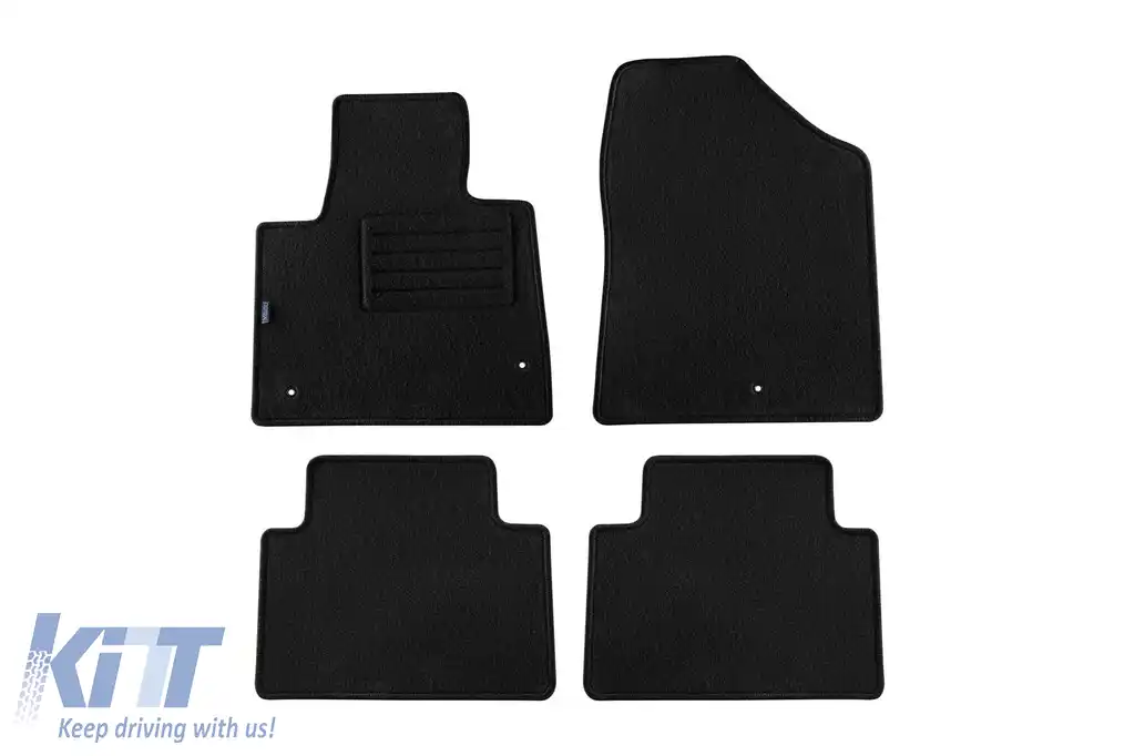 Tălpi de mochetă cu două straturi, potrivite pentru Hyundai Santa Fe 2012-2018, din țesătură Rex, set de 4 bucăți, negre