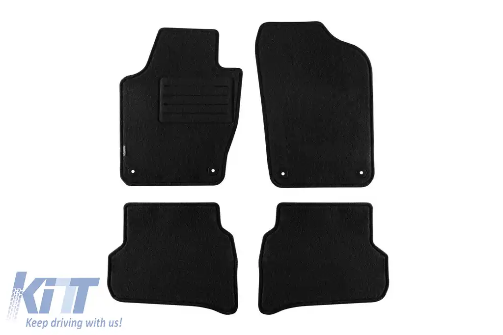 Tălpi de mochetă cu două straturi, potrivite pentru VW Polo, Cross Polo 2009-2017, set de 4 bucăți, negre