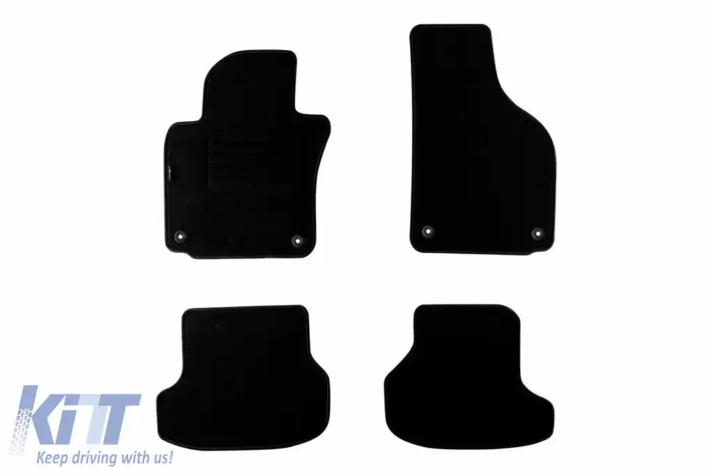 Tălpi de mochetă cu două straturi, potrivite pentru VW Golf VI cabriolet 2011-2016, din țesătură Rex, set de 4 bucăți, negru