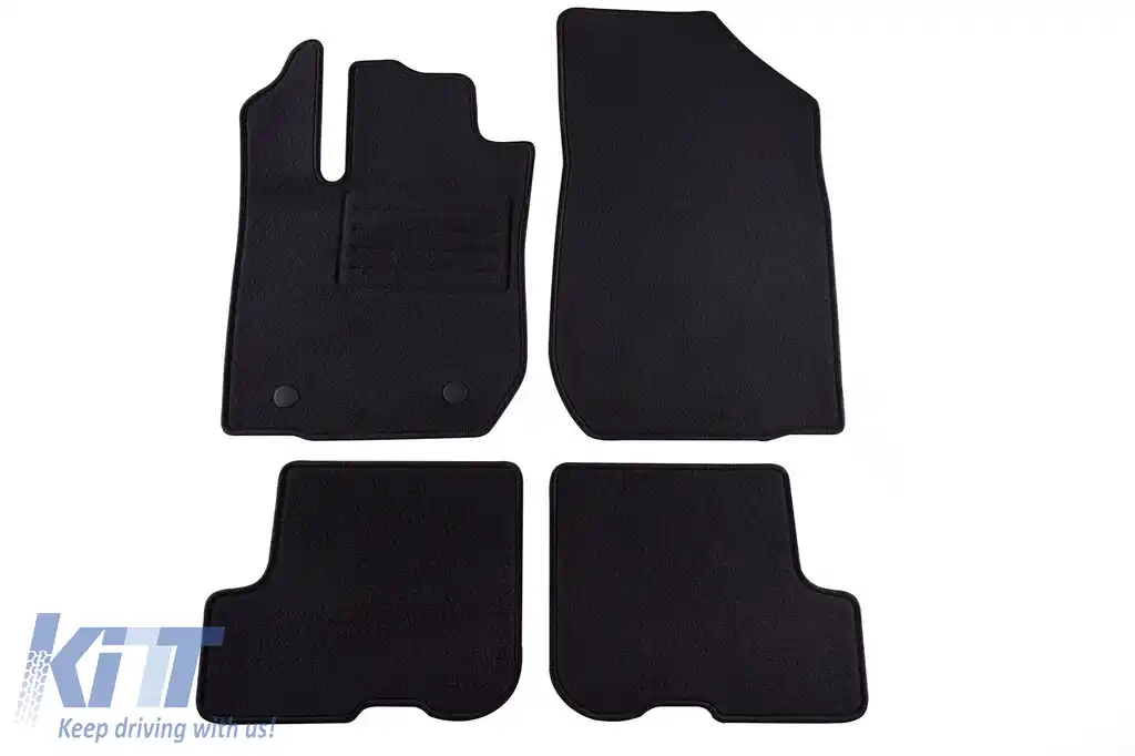 Tălpi de podea din covor cu două straturi de la Petex, țesătură Rex potrivită pentru Dacia Sandero, Sandero Stepway 2012-2020, set de 4 piese, negru