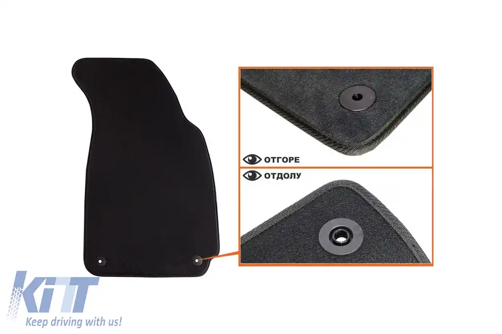 Tălpi de podea textile cu trei straturi din material Petex Style potrivite pentru VW Passat 2001-2005 cu găuri rotunde, set de 4 bucăți, negru-image-6242207