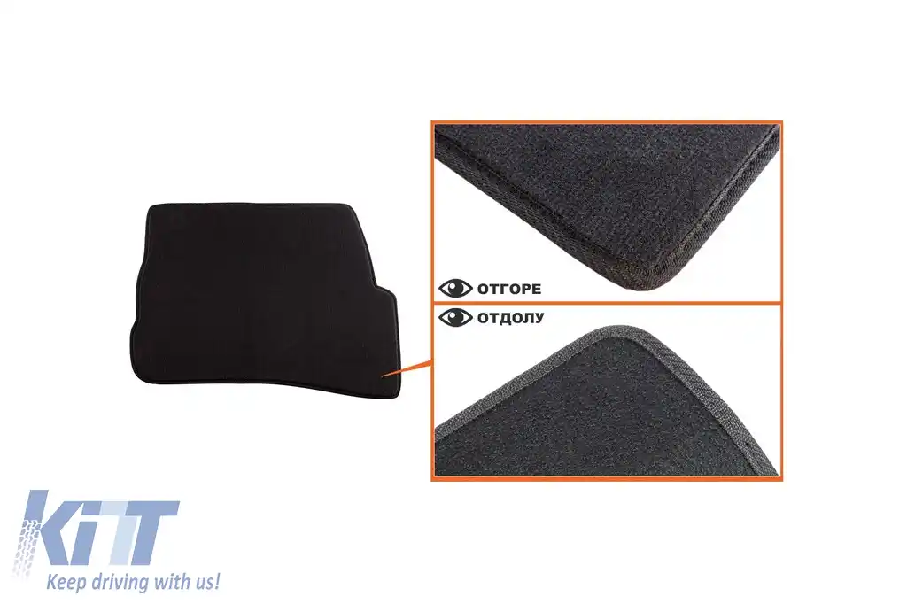 Tălpi de podea textile cu trei straturi din material Petex Style potrivite pentru VW Passat 2001-2005 cu găuri rotunde, set de 4 bucăți, negru-image-6242209