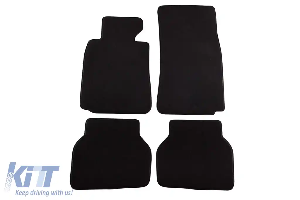 Tălpi de podea textile cu trei straturi, potrivite pentru BMW Seria 5 E39 sedan, touring 1995-2003, set de 4 piese, negru