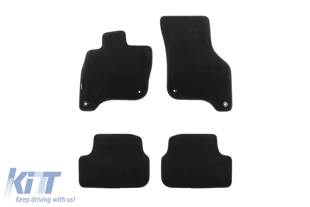 Tălpi de podea textile cu trei straturi, potrivite pentru Volkswagen E-Golf după 2014, set de 4 bucăți, negre
